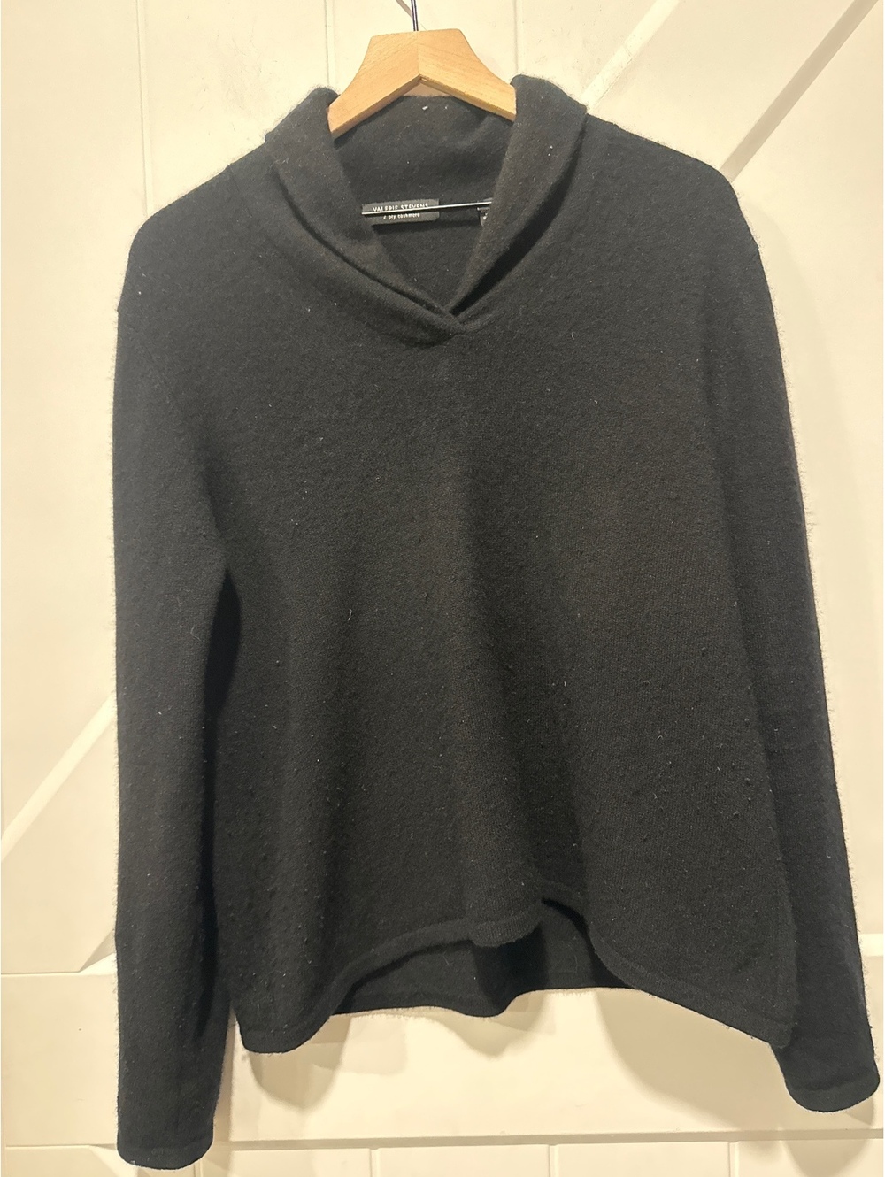 Valerie Stevens Black 2 Ply Cashmere Pullover Sweater XL